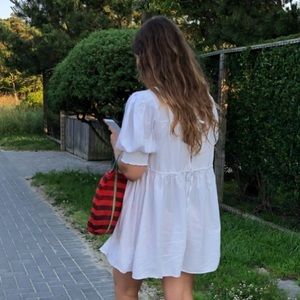 White, puffy sleeve, baby doll dress in urban outfitters